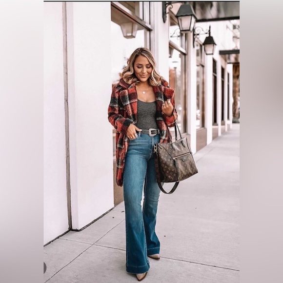 Love Tree Plaid Teddy Pea Coat - Picture 1 of 5